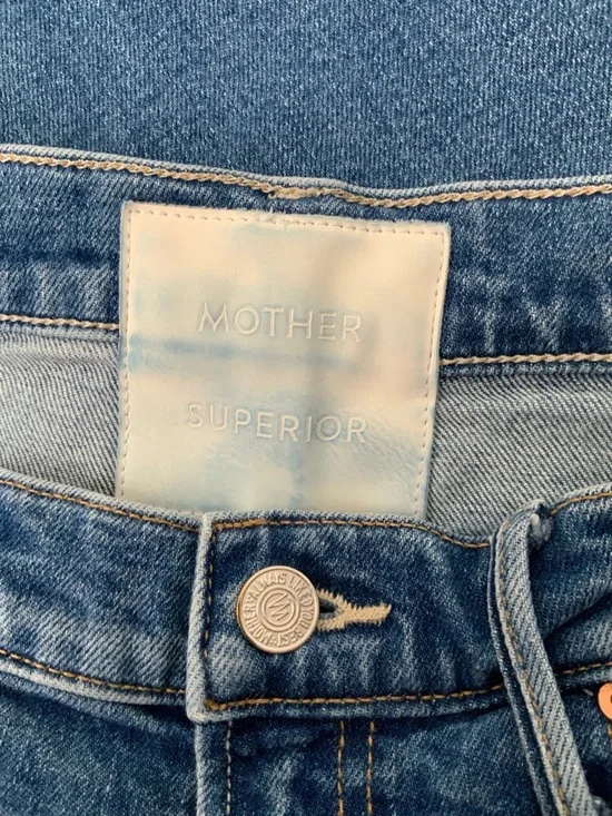 MOTHER SUPERIOR Jeans Full-Pipe Flood It’s a Small World Blue Size 27 - Picture 8 of 14